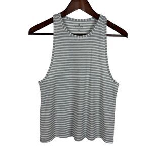 Athleta Gray White Striped Racerback Tank Top Women's XXS Loose